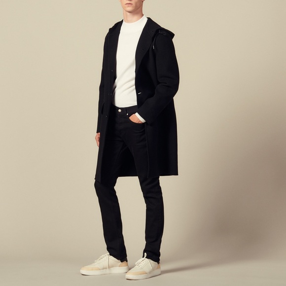 Sandro hooded wool mens coat. - Picture 4 of 9